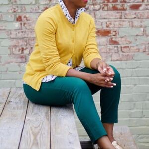 J. Crew mustard yellow cotton cardigan sweater